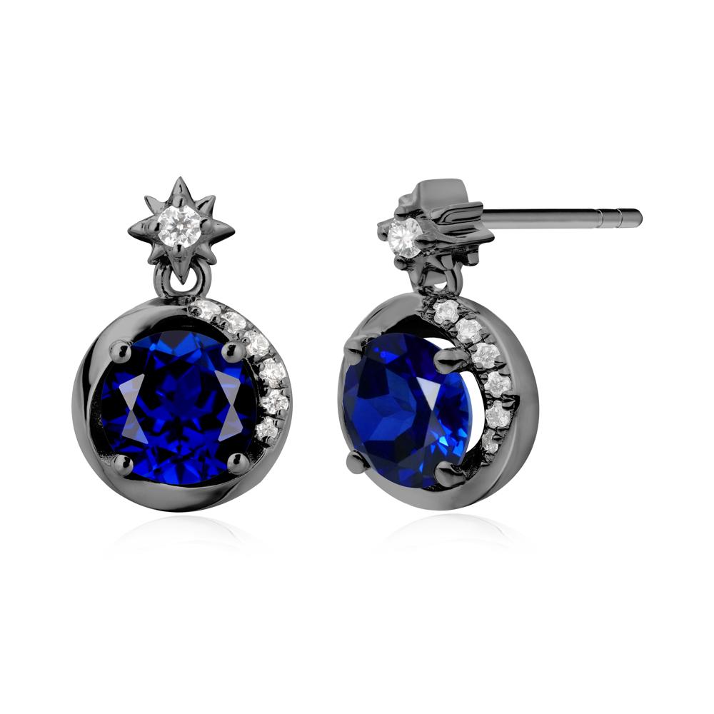 Galaxy Inspired Star Sapphire Earrings - LUO Jewelry #metal_black finish sterling silver