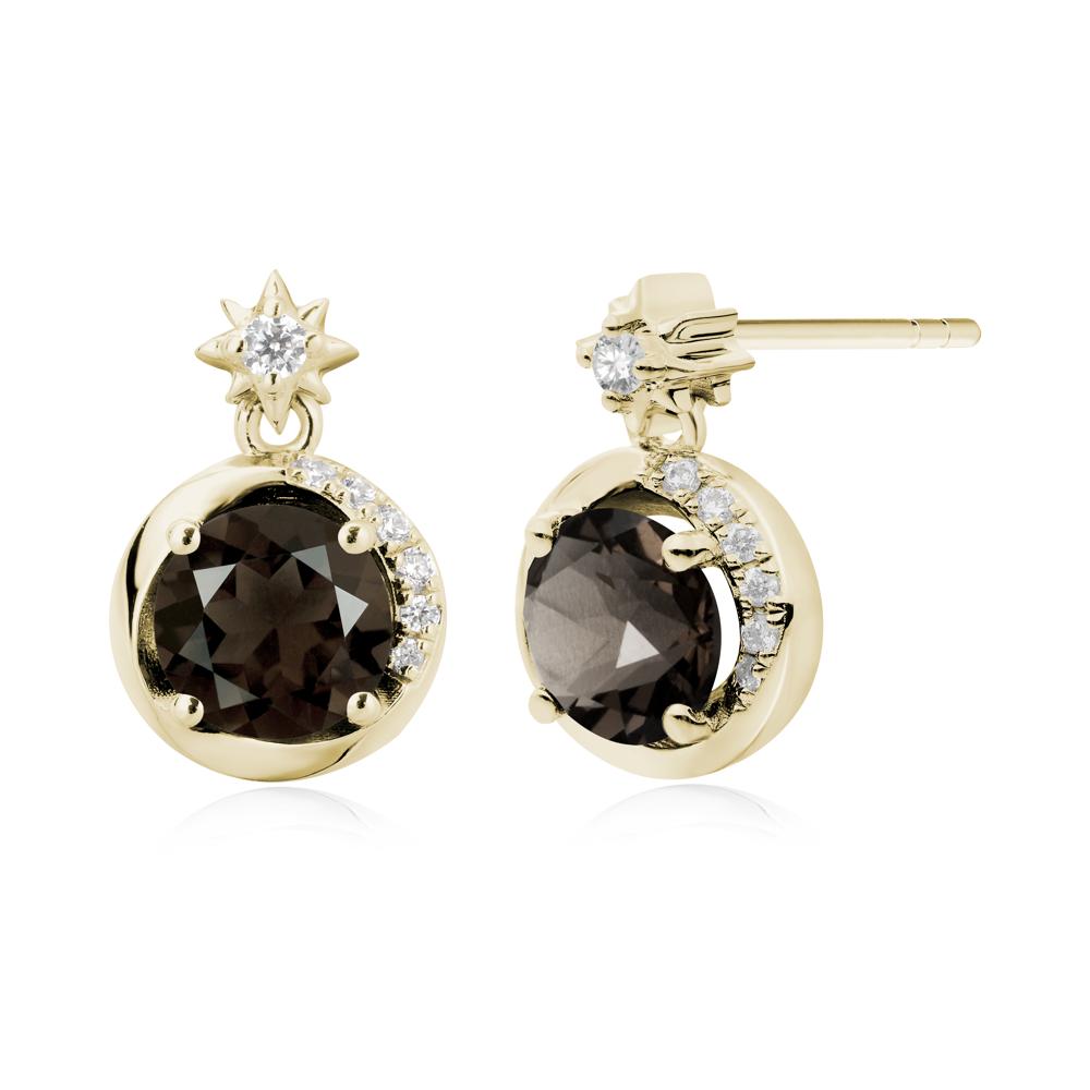 Galaxy Inspired Star Smoky Quartz Earrings - LUO Jewelry #metal_14k yellow gold