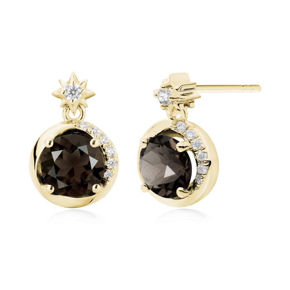 Galaxy Inspired Star Smoky Quartz Earrings - LUO Jewelry #metal_18k yellow gold