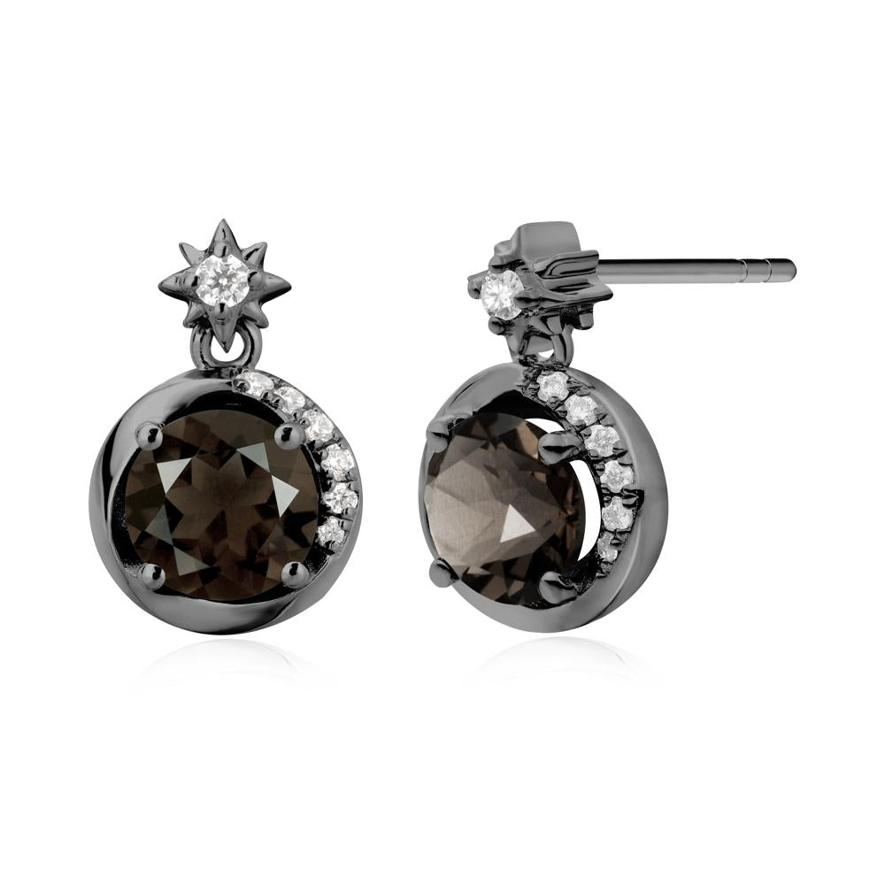 Galaxy Inspired Star Smoky Quartz Earrings - LUO Jewelry #metal_black finish sterling silver