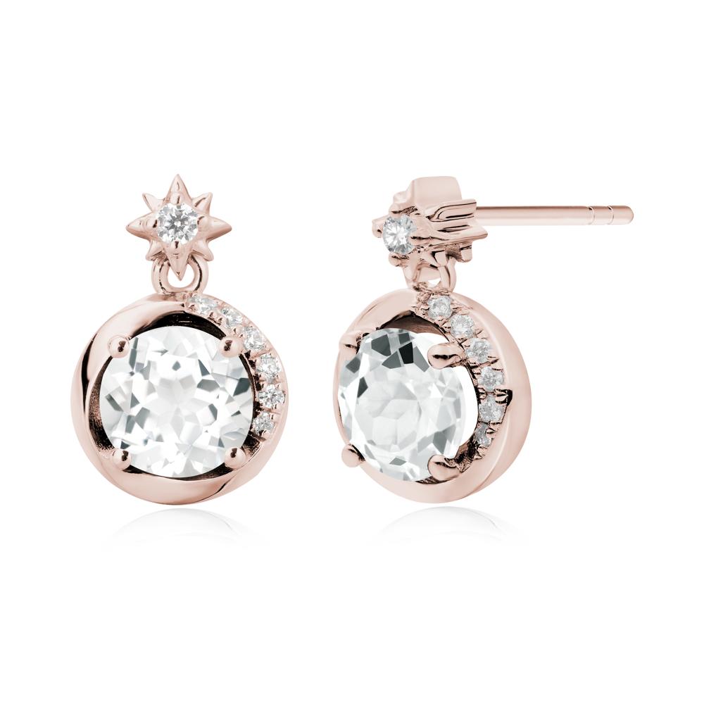 Galaxy Inspired Swirling White Topaz Stud Earrings - LUO Jewelry #metal_14k rose gold