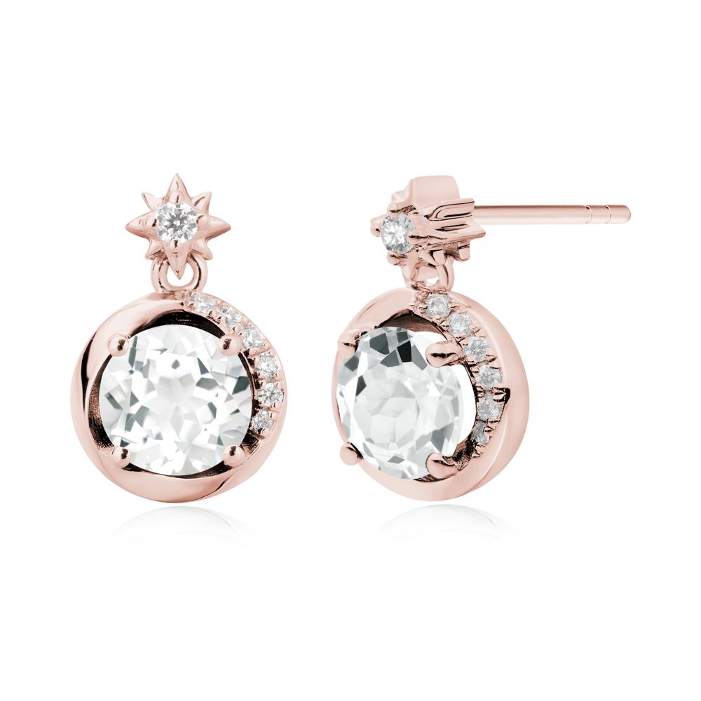 Galaxy Inspired Swirling White Topaz Stud Earrings - LUO Jewelry #metal_18k rose gold