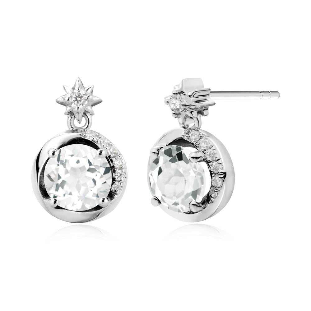 Galaxy Inspired Swirling White Topaz Stud Earrings - LUO Jewelry #metal_18k white gold