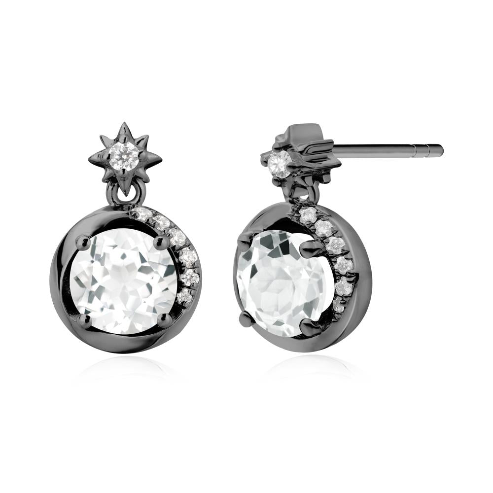 Galaxy Inspired Swirling White Topaz Stud Earrings - LUO Jewelry #metal_black finish sterling silver
