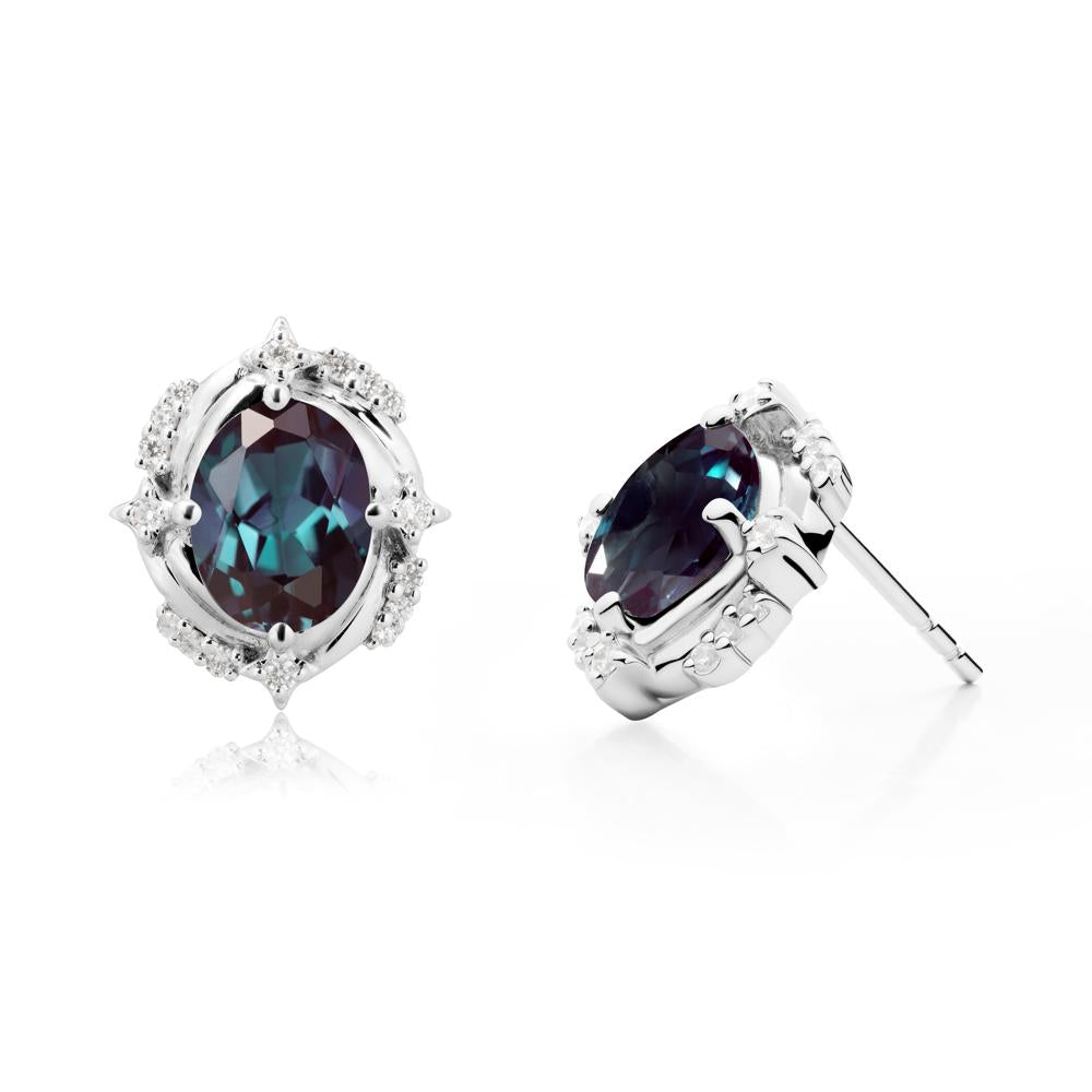 Celestial Style Oval Alexandrite Stud Earrings - LUO Jewelry #metal_14k white gold