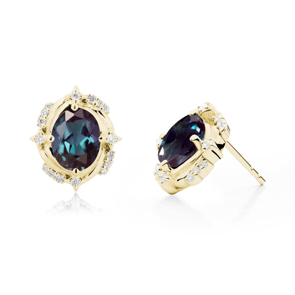 Celestial Style Oval Alexandrite Stud Earrings - LUO Jewelry #metal_18k yellow gold