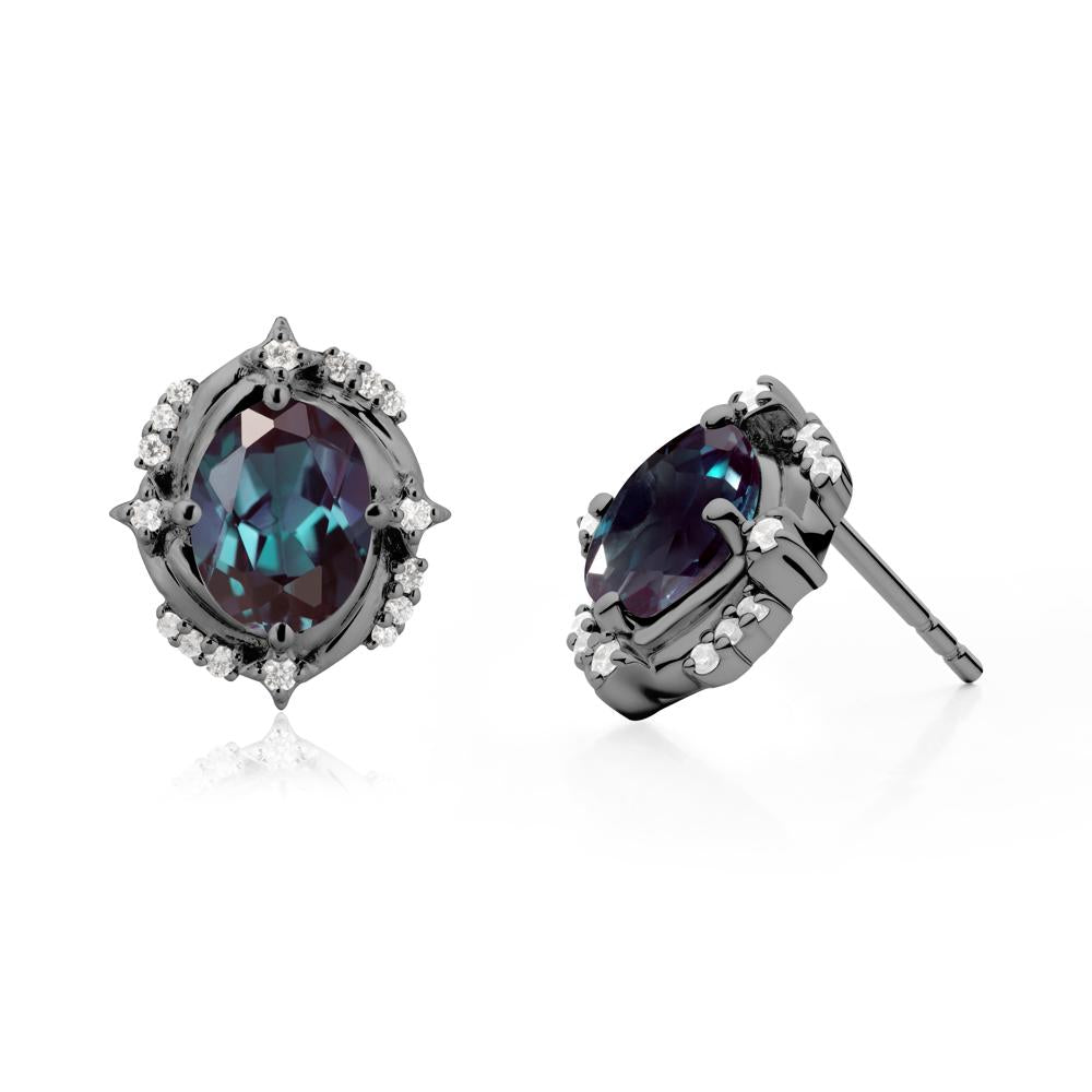 Celestial Style Oval Alexandrite Stud Earrings - LUO Jewelry #metal_black finish sterling silver
