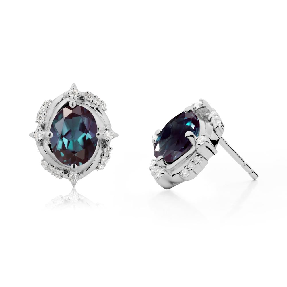 Celestial Style Oval Alexandrite Stud Earrings - LUO Jewelry #metal_platinum