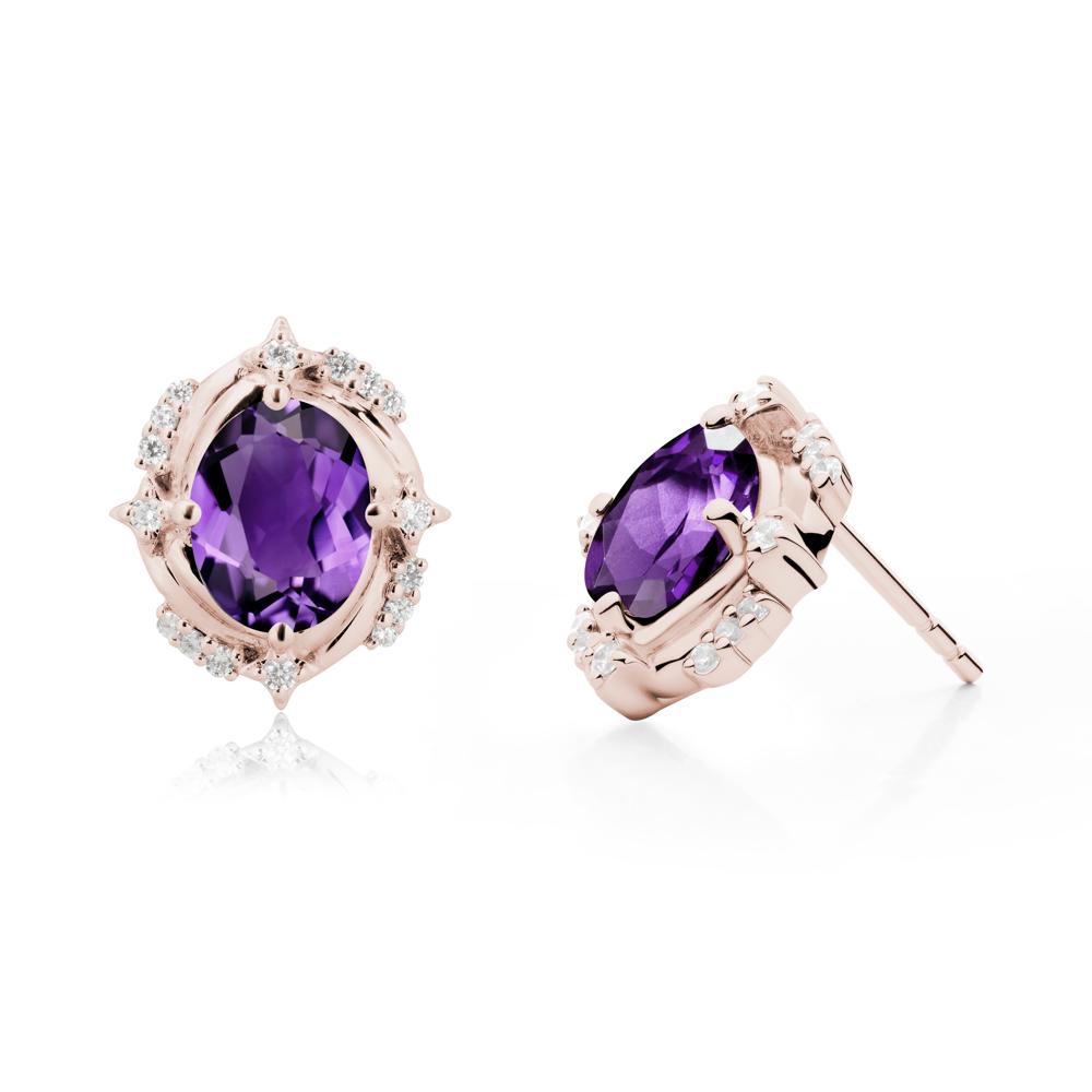 Oval Amethyst Stud Earrings - LUO Jewelry #metal_14k rose gold