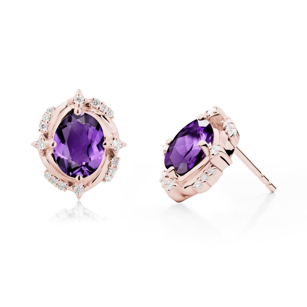 Oval Amethyst Stud Earrings - LUO Jewelry #metal_18k rose gold