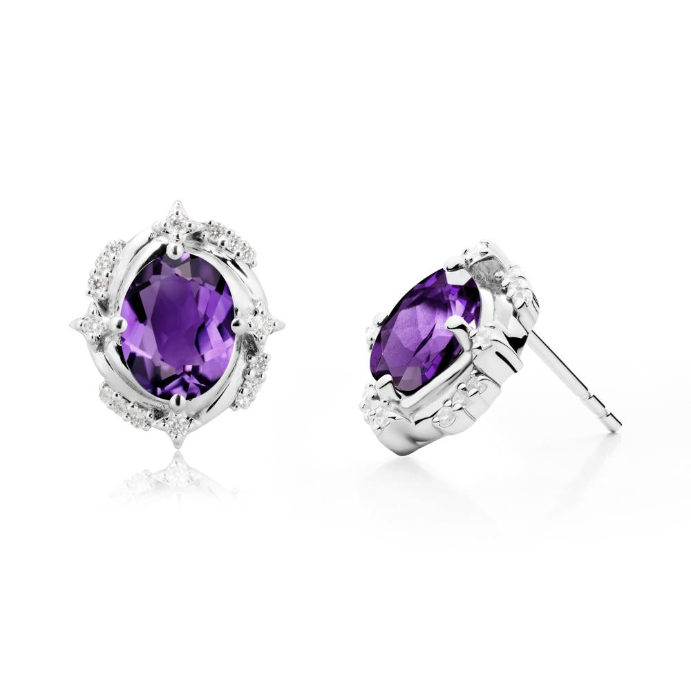 Oval Amethyst Stud Earrings - LUO Jewelry #metal_sterling silver