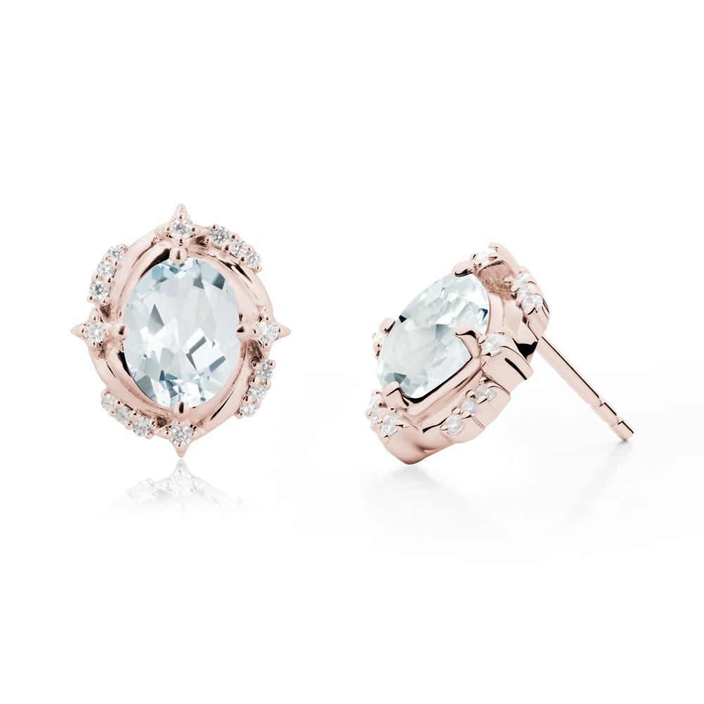 Aquamarine Shooting Star Stud Earrings - LUO Jewelry #metal_14k rose gold