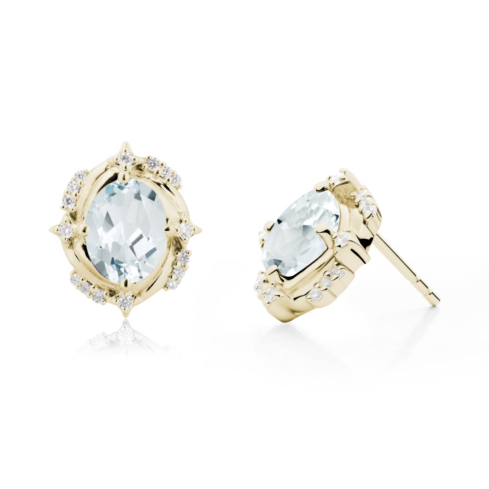 Aquamarine Shooting Star Stud Earrings - LUO Jewelry #metal_14k yellow gold
