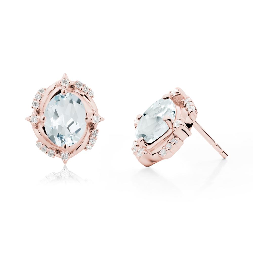 Aquamarine Shooting Star Stud Earrings - LUO Jewelry #metal_18k rose gold