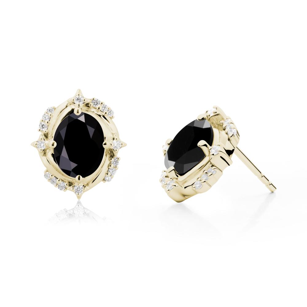 Celestial Style Oval Black Spinel Stud Earrings - LUO Jewelry #metal_14k yellow gold