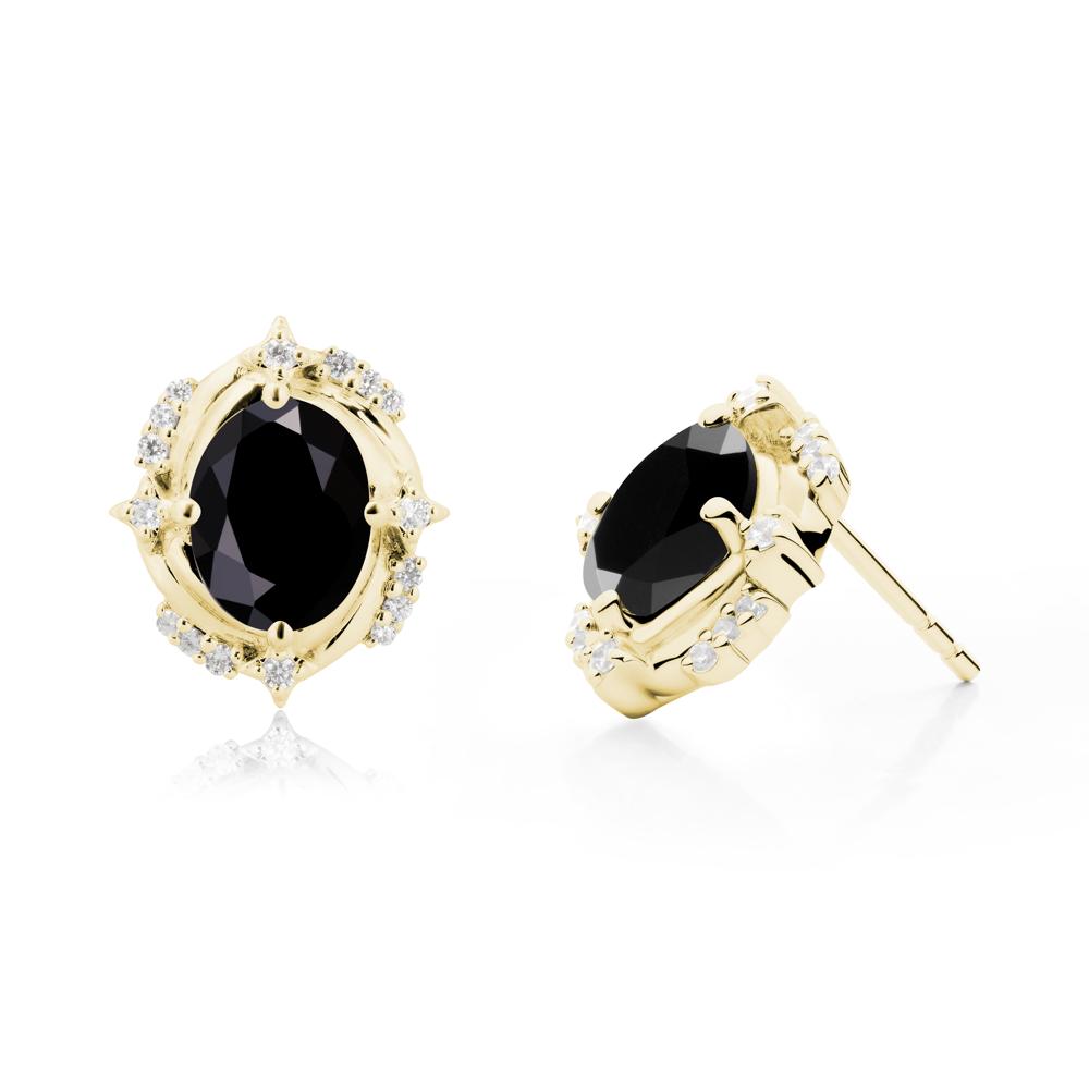 Celestial Style Oval Black Spinel Stud Earrings - LUO Jewelry #metal_18k yellow gold