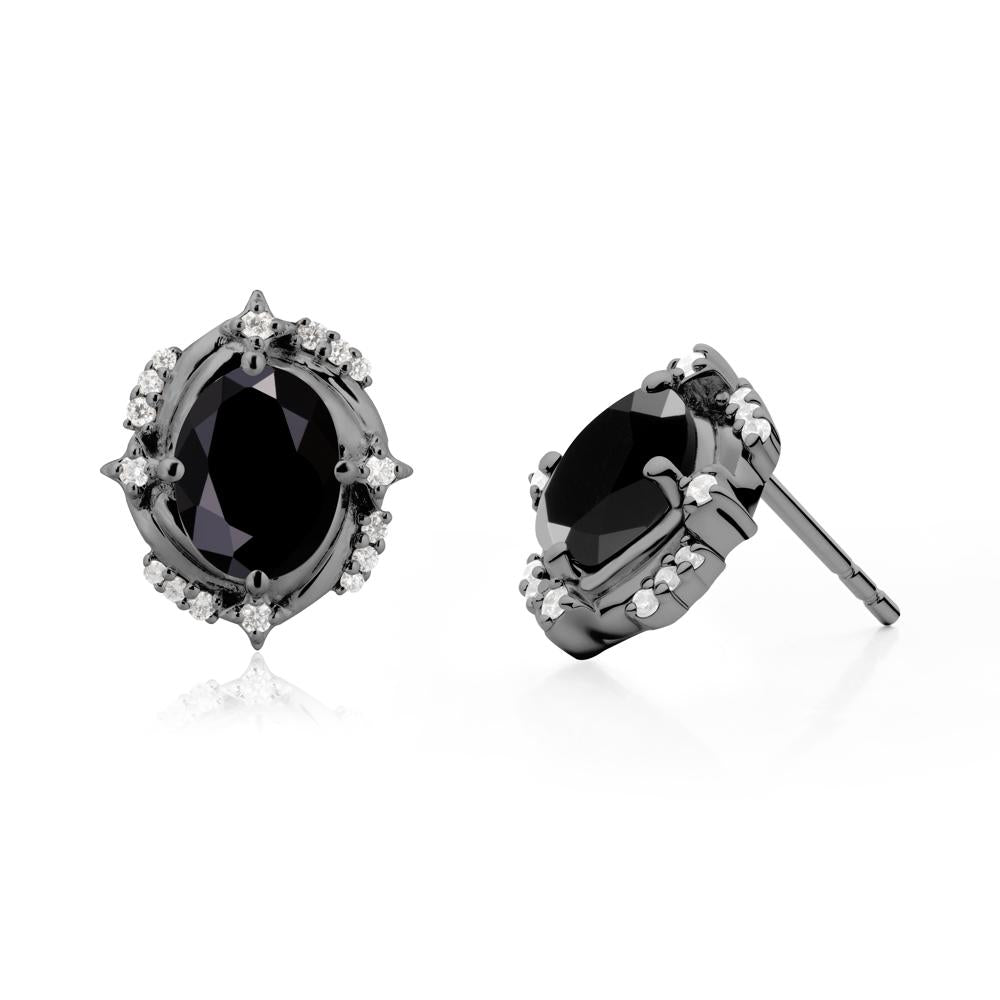 Celestial Style Oval Black Spinel Stud Earrings - LUO Jewelry #metal_black finish sterling silver
