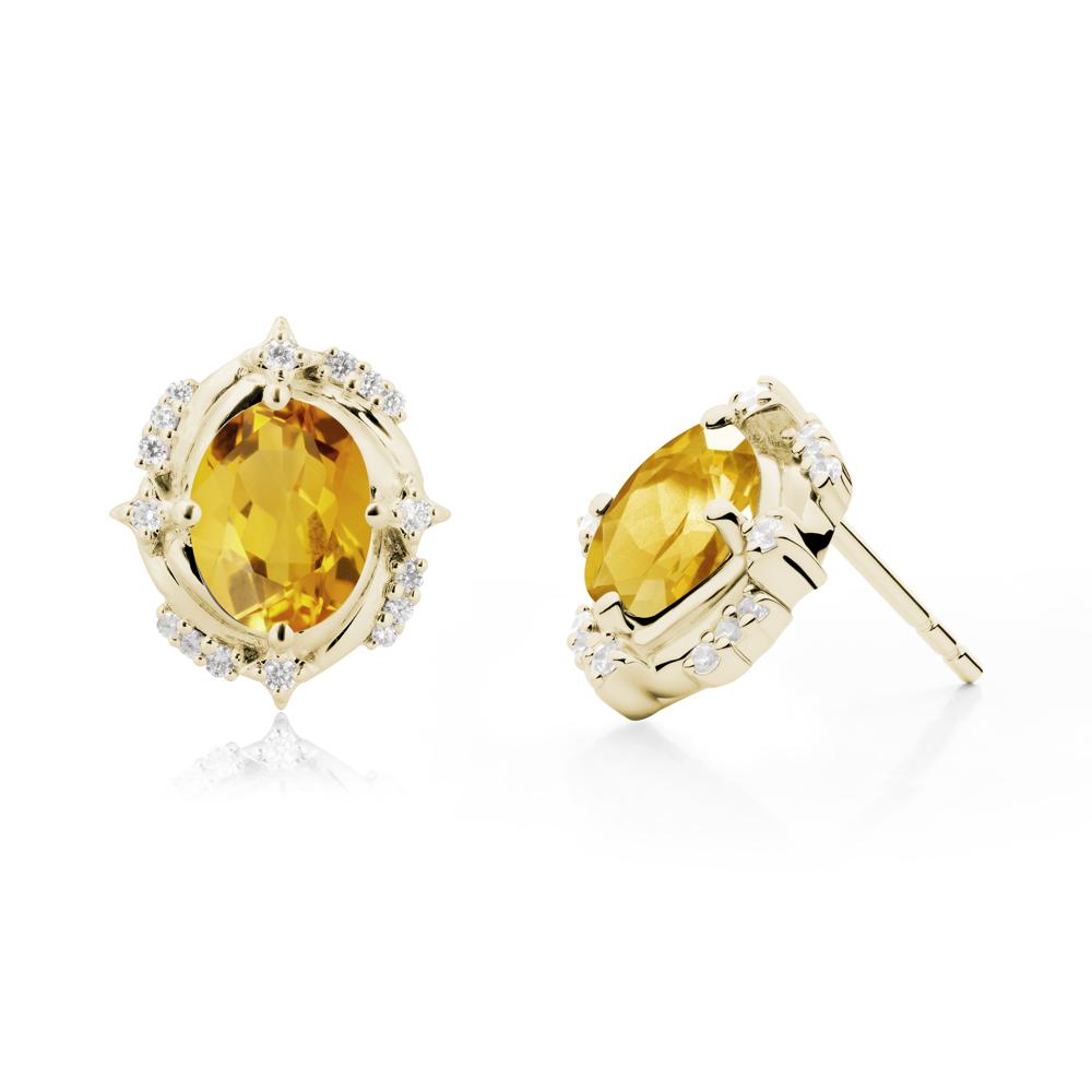 Oval Citrine Stud Earrings - LUO Jewelry #metal_14k yellow gold