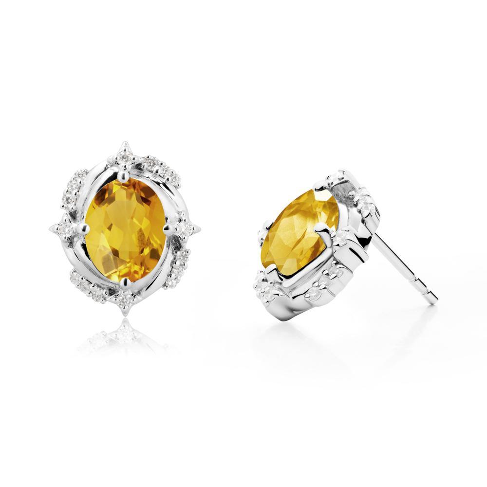 Oval Citrine Stud Earrings - LUO Jewelry #metal_sterling silver