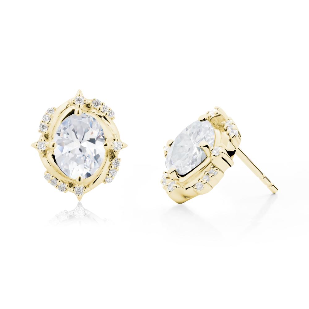 Celestial Style Oval Cubic Zirconia Stud Earrings - LUO Jewelry #metal_18k yellow gold