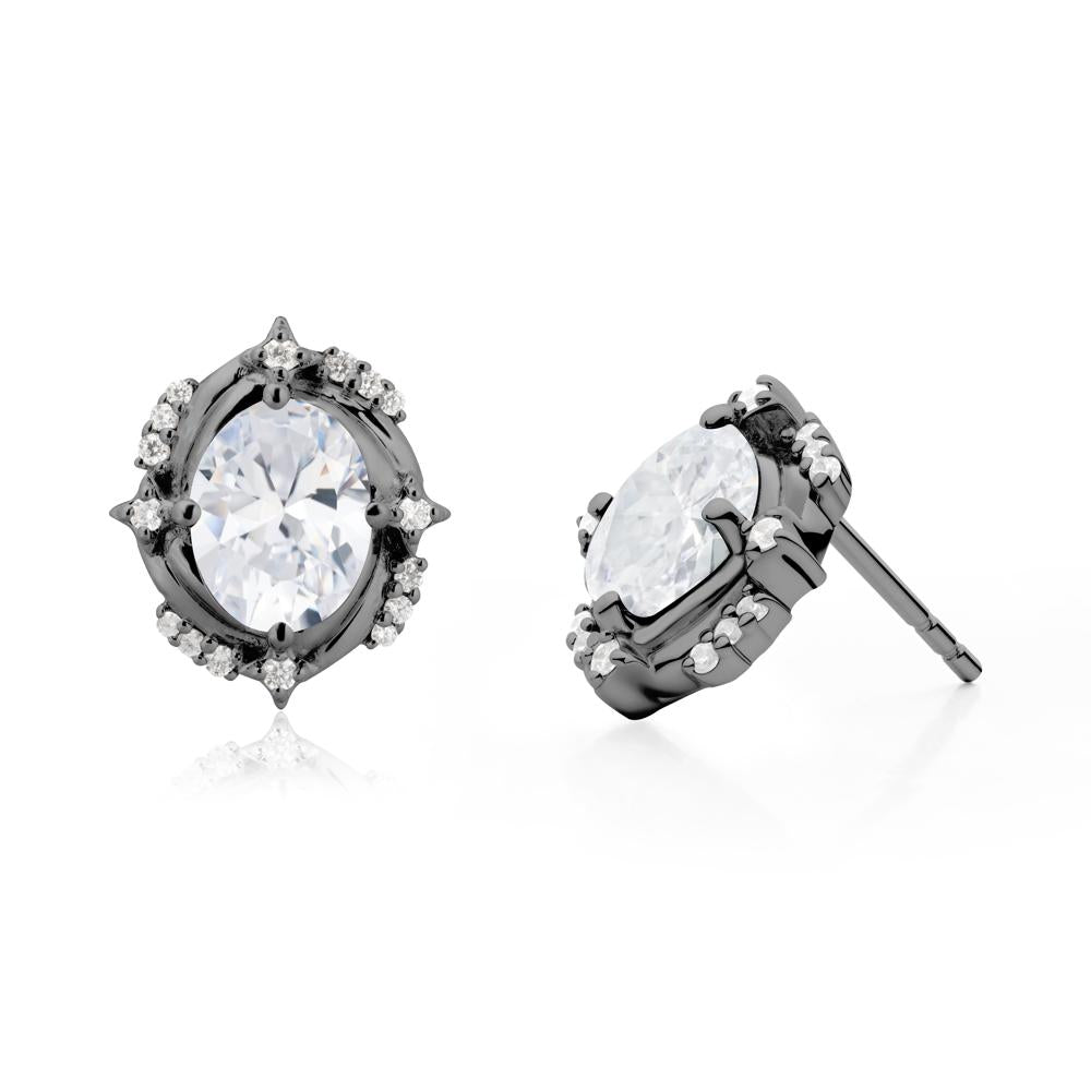 Celestial Style Oval Cubic Zirconia Stud Earrings - LUO Jewelry #metal_black finish sterling silver