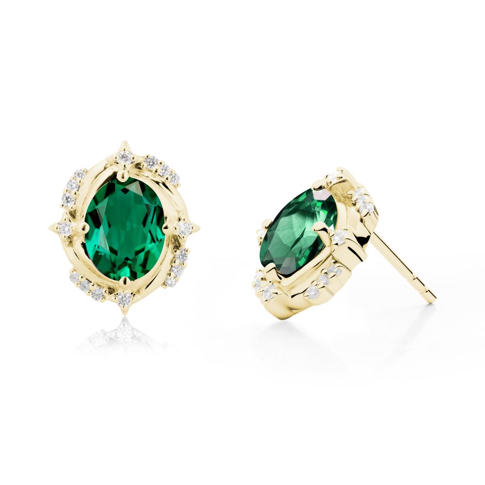 Celestial Style Oval Emerald Stud Earrings - LUO Jewelry #metal_18k yellow gold