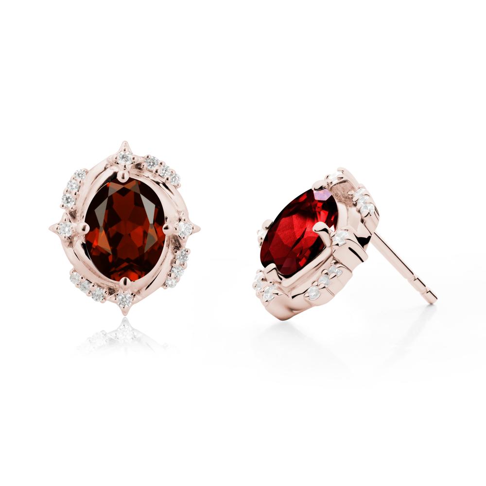 Oval Garnet Stud Earrings - LUO Jewelry #metal_14k rose gold