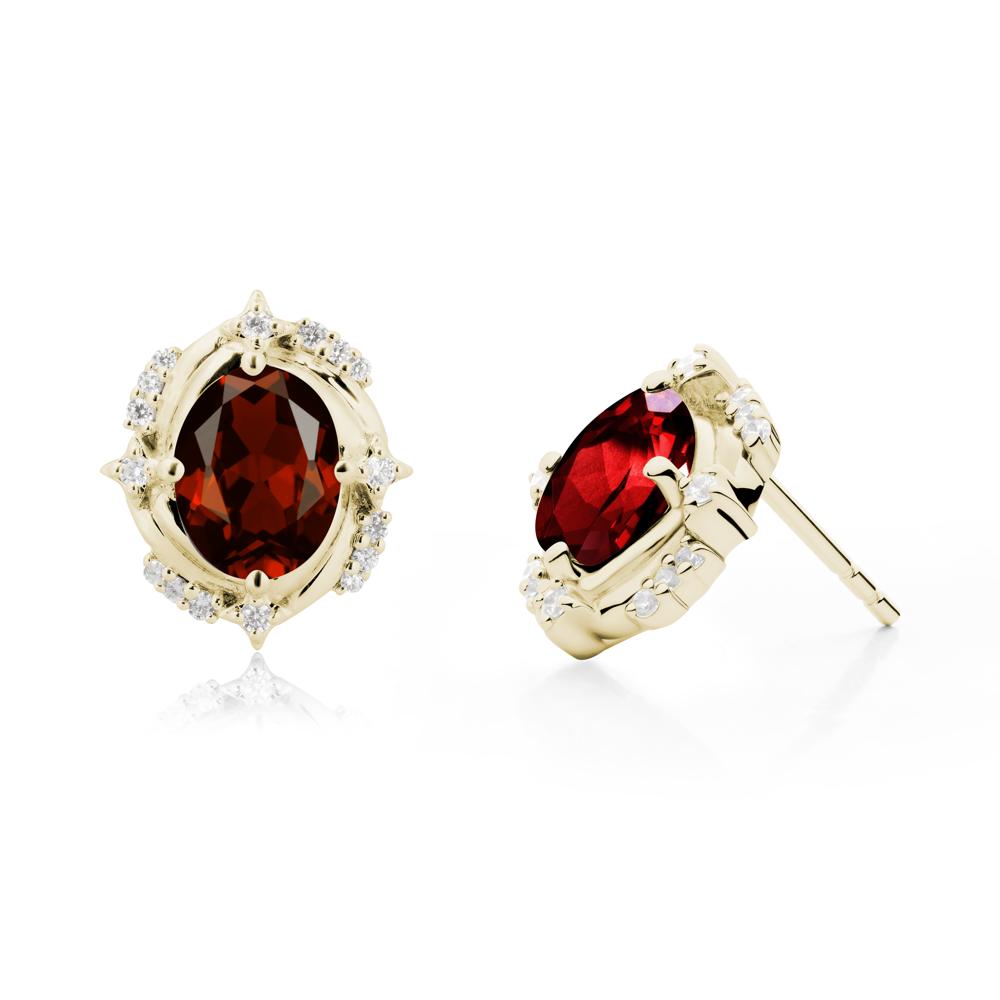 Oval Garnet Stud Earrings - LUO Jewelry #metal_14k yellow gold