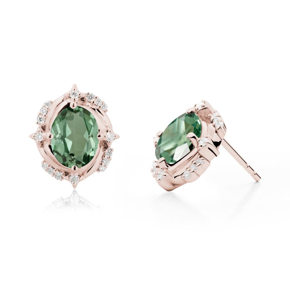 Green Sapphire Shooting Star Stud Earrings - LUO Jewelry #metal_14k rose gold