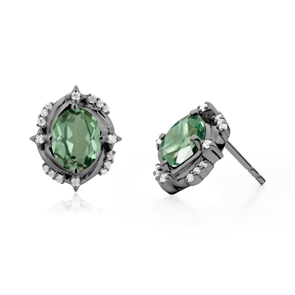 Green Sapphire Shooting Star Stud Earrings - LUO Jewelry #metal_black finish sterling silver