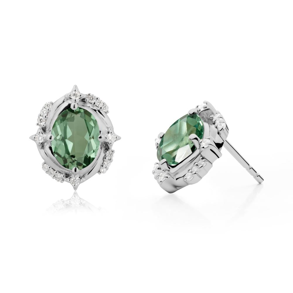 Green Sapphire Shooting Star Stud Earrings - LUO Jewelry #metal_platinum