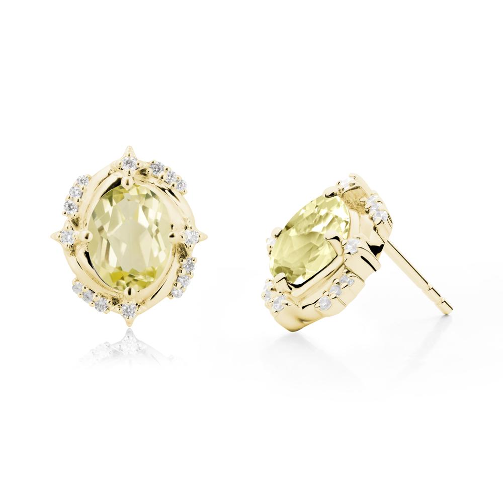 Celestial Style Oval Lemon Quartz Stud Earrings - LUO Jewelry #metal_18k yellow gold