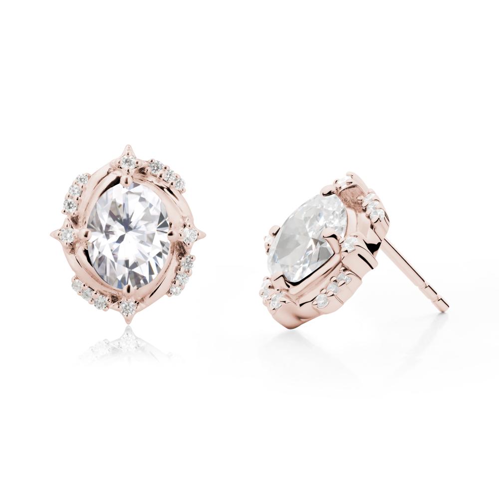 Celestial Style Oval Moissanite Stud Earrings - LUO Jewelry #metal_14k rose gold