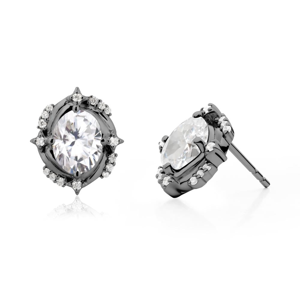 Celestial Style Oval Moissanite Stud Earrings - LUO Jewelry #metal_black finish sterling silver
