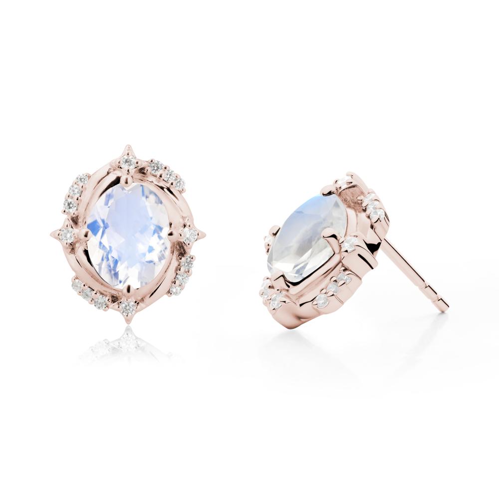 Oval Moonstone Stud Earrings - LUO Jewelry #metal_14k rose gold