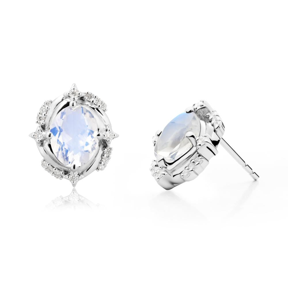 Oval Moonstone Stud Earrings - LUO Jewelry #metal_18k white gold