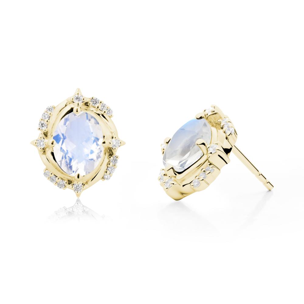 Oval Moonstone Stud Earrings - LUO Jewelry #metal_18k yellow gold