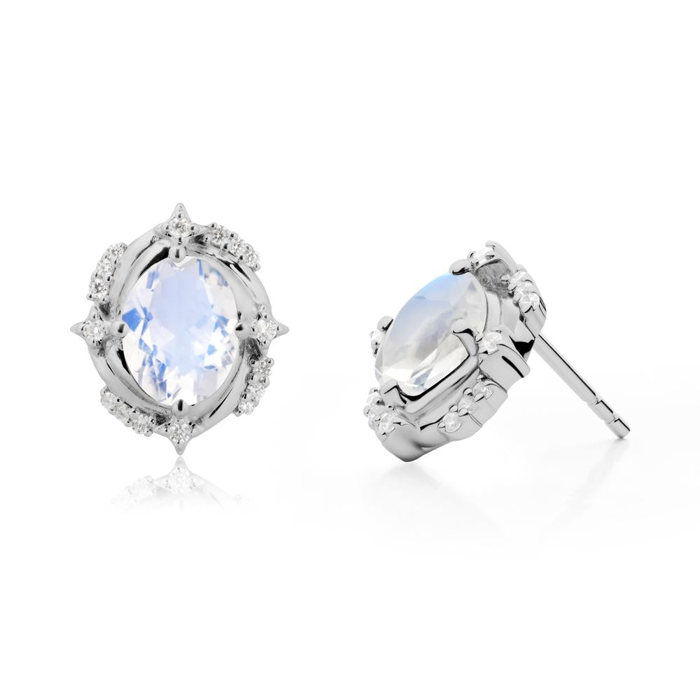 Oval Moonstone Stud Earrings - LUO Jewelry #metal_platinum