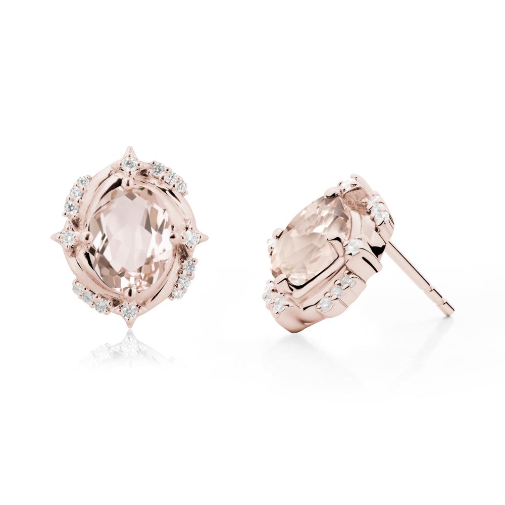 Celestial Style Oval Morganite Stud Earrings - LUO Jewelry #metal_14k rose gold