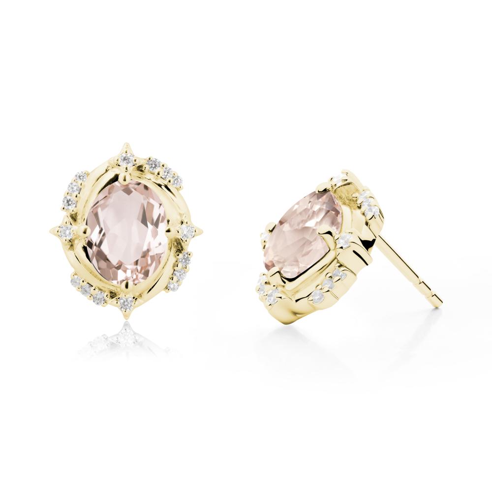Celestial Style Oval Morganite Stud Earrings - LUO Jewelry #metal_18k yellow gold