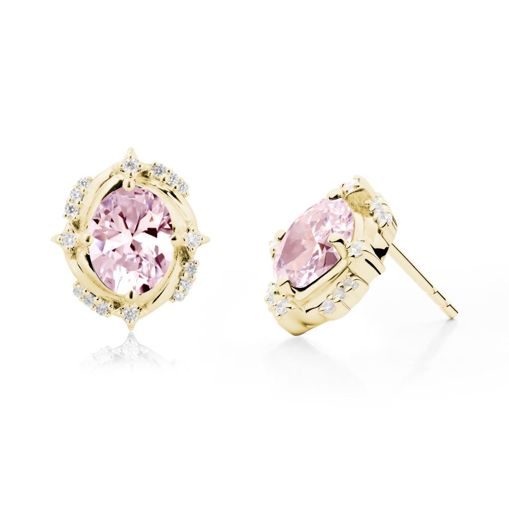Pink Cubic Zirconia Shooting Star Stud Earrings - LUO Jewelry #metal_18k yellow gold