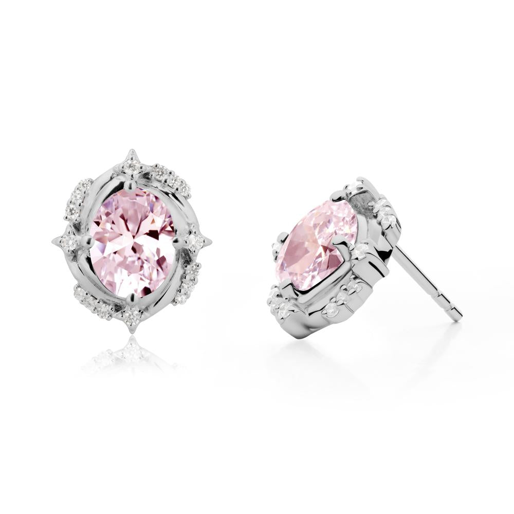 Pink Cubic Zirconia Shooting Star Stud Earrings - LUO Jewelry #metal_platinum