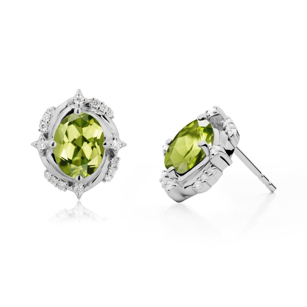 Peridot Shooting Star Stud Earrings - LUO Jewelry #metal_platinum