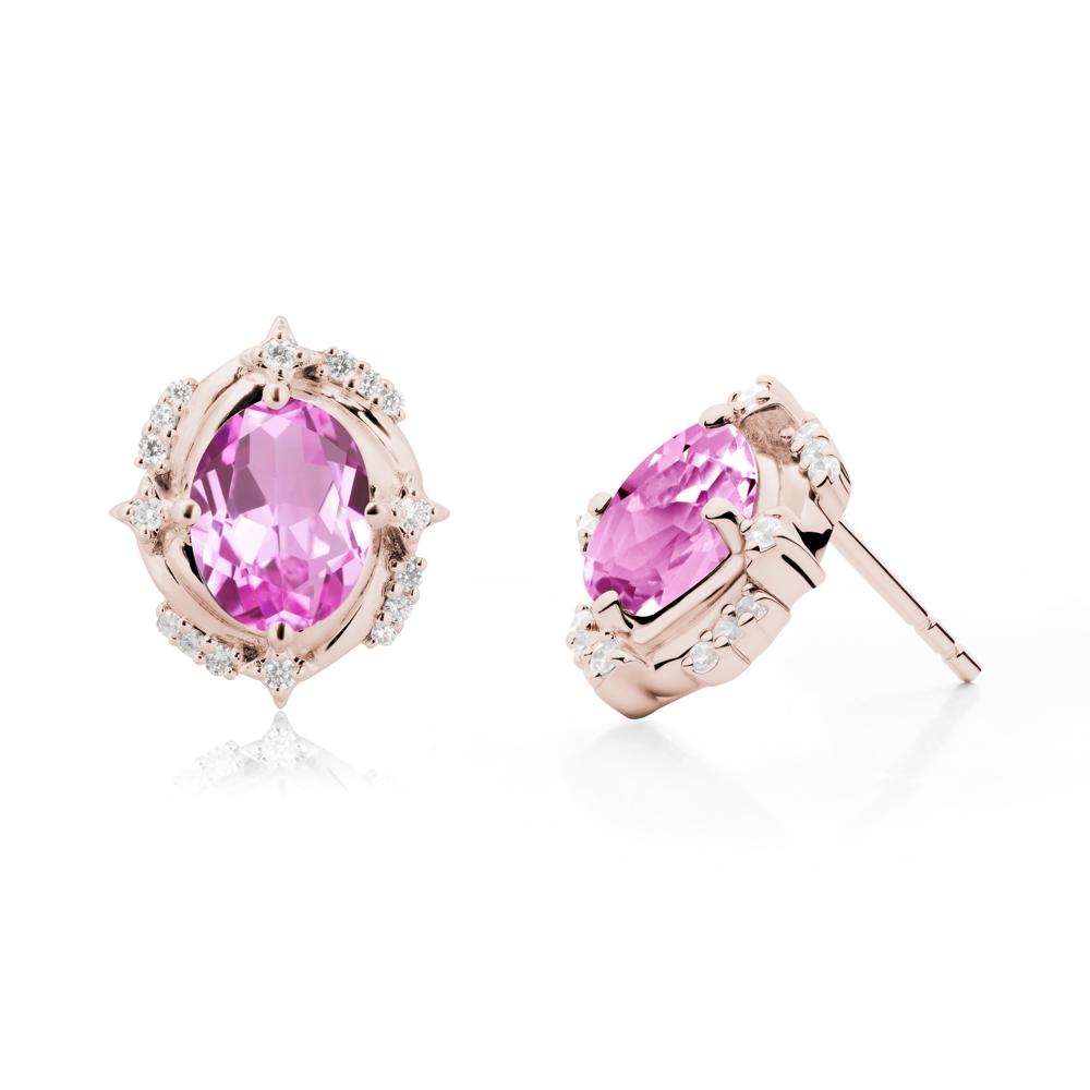 Pink Sapphire Shooting Star Stud Earrings - LUO Jewelry #metal_14k rose gold