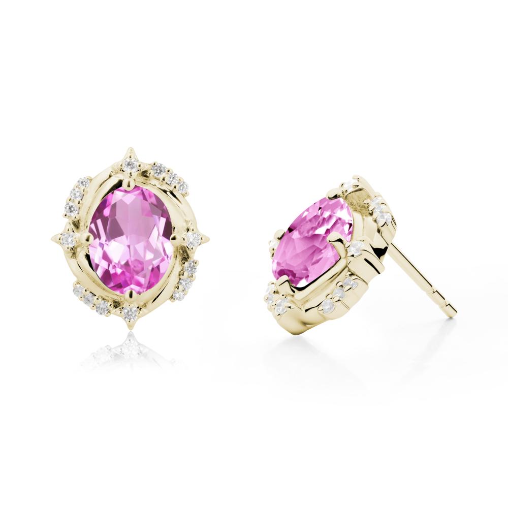 Pink Sapphire Shooting Star Stud Earrings - LUO Jewelry #metal_14k yellow gold