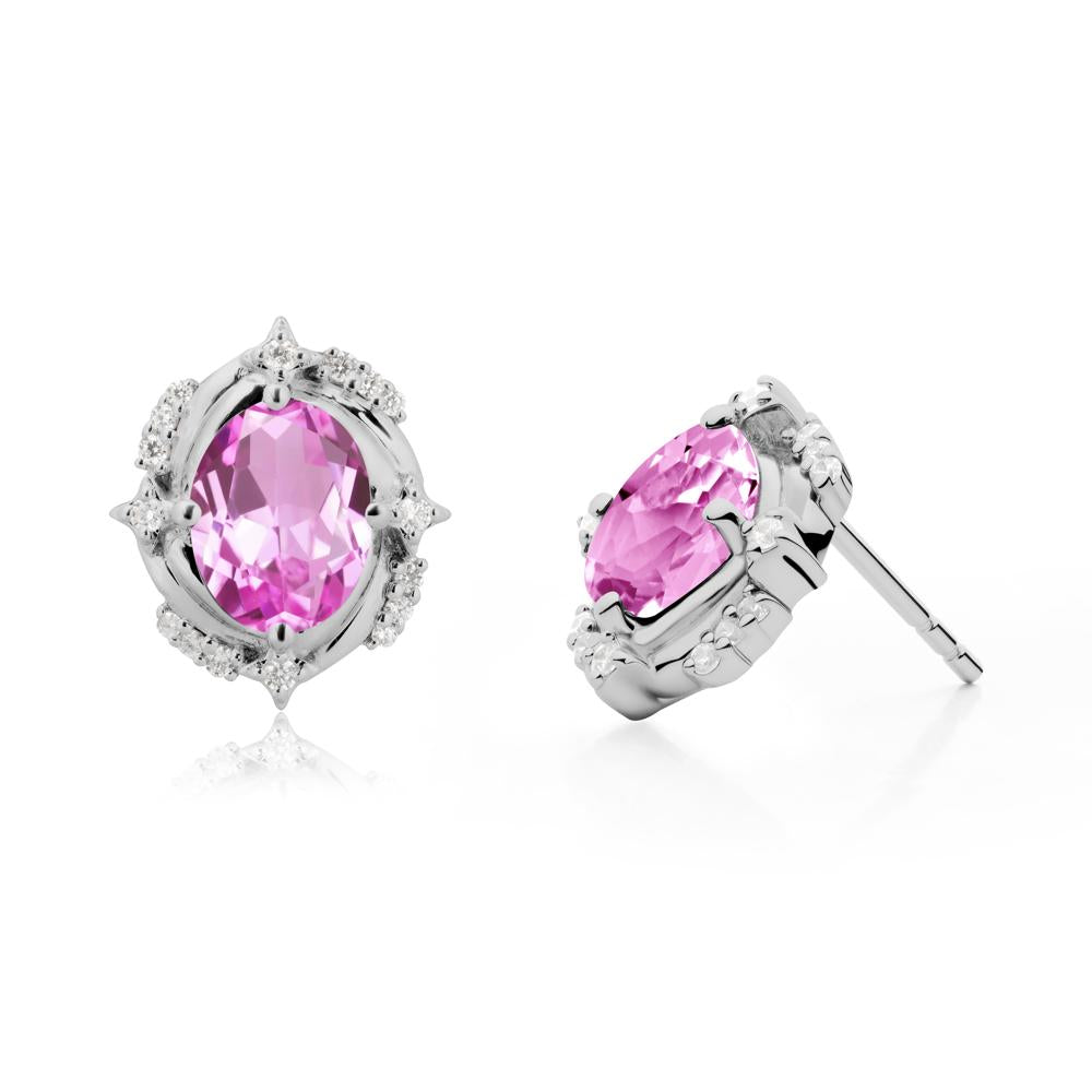 Pink Sapphire Shooting Star Stud Earrings - LUO Jewelry #metal_platinum