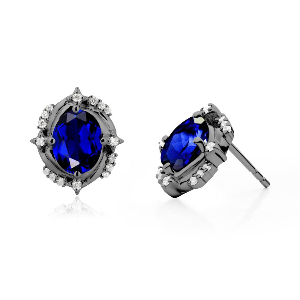 Sapphire Shooting Star Stud Earrings - LUO Jewelry #metal_black finish sterling silver