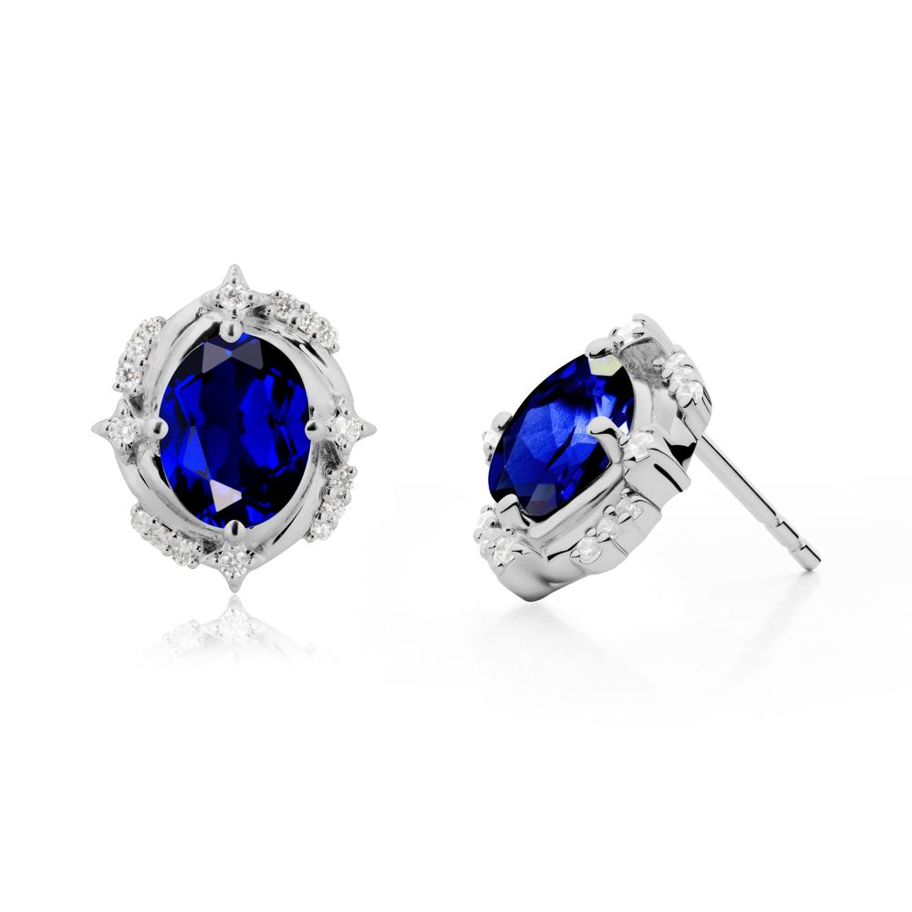 Sapphire Shooting Star Stud Earrings - LUO Jewelry #metal_platinum