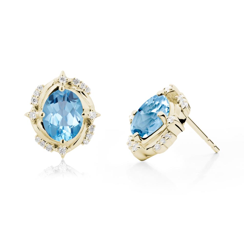 Swiss Blue Topaz Shooting Star Stud Earrings - LUO Jewelry #metal_14k yellow gold