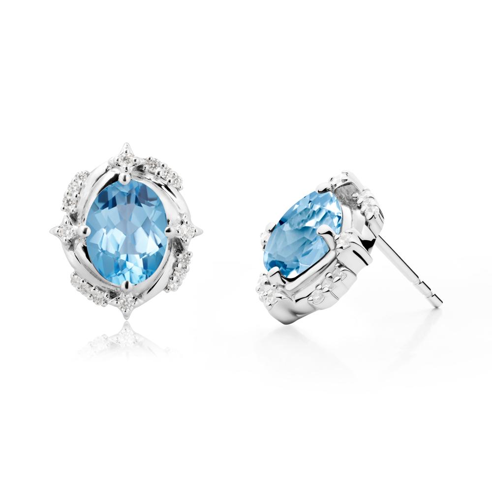 Swiss Blue Topaz Shooting Star Stud Earrings - LUO Jewelry #metal_18k white gold